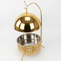 Nouveau Réchaud de Buffet de Luxe en Acier Inoxydable Doré à Alimentation Alcoolisée, Ensemble Chauffe-Plats 8L pour Traiteur, Restaurant, Mariage