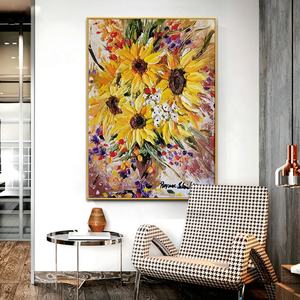 Peinture à l'huile peinte à la main sur toile Vincent <span class=keywords><strong>Van</strong></span> <span class=keywords><strong>Gogh</strong></span> tournesol Floral peinture acrylique à la main Reproduction classique décoration murale - Product Image 4
