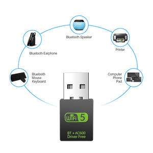 2in1อะแดปเตอร์ไร้สาย <span class=keywords><strong>USB</strong></span> บลูทูธ600Mbps <span class=keywords><strong>USB</strong></span> WiFi อะแดปเตอร์รับ2.4กรัมบลูทูธ V5.0ส่งสัญญาณการ์ดเครือข่าย - Product Image 2