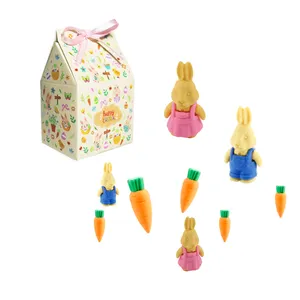 Soododo Promotionele Fancy Kawaii Kid Tpr Rubber Cartoon Potlood Mini Voedsel Dierlijke Vorm Gift Box Easter Gum