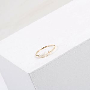 แหวนไข่มุกน้ำจืดสีทอง18K ทำจากสแตนเลสคลาสสิก - Product Image 4