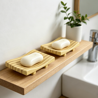 Plateau à Savon en Résine Effet Bois Luxe, Support de Rangement et Présentoir pour Comptoir de Salle de Bain