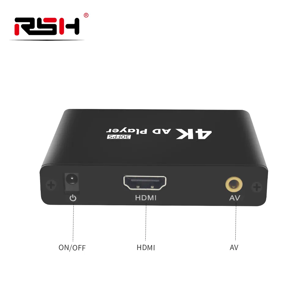 RSH 4K HD 광고 음악 Mkv 미디어 플레이어 상자 Tv 박스 지원 USB SD 비디오 광고 플레이어