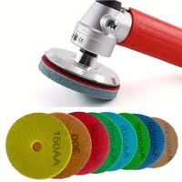 4-Inch 8Pcs Spons Penggosok Basah Bulat Serat Fiber untuk Membersihkan & Memoles Marmer Granit Batu Beton Keramik