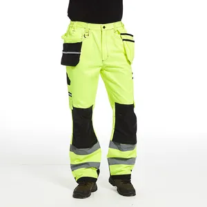 Reflective Safety Workwear Clothing Multi-Tool Pocket Cargo Pants Road Construction Field Work Trousers