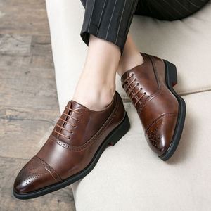 Men's Genuine Leather Oxfords Pointed Toe <b>Slip</b>-<b>On</b> Solid Black Dress Shoes Office Career All Seasons - Product Image 3