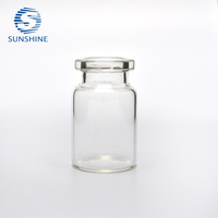 Flacon cylindrique en verre transparent de 5 ml avec bouchon en caoutchouc, conteneur vide scellé pour lyophilisation de poudre, réactif de laboratoire