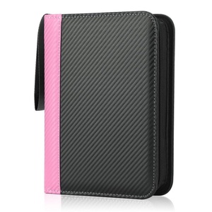 Factory Manufacturer Durable 4 Pocket Custom Pink Leather Zip Trading <b>Card</b> <b>Binder</b> - Product Image 1