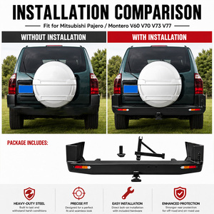 Paraurti Posteriore in Acciaio con Fori per Gancio di Traino per Mitsubishi Pajero / Montero <span class=keywords><strong>V60</strong></span> V70 V73 V77 - Installazione a Bullone - Product Image 4