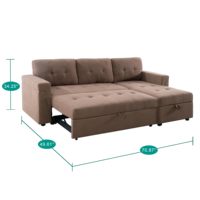 Winforce Vente en gros Canapé-lit en tissu de lin noir Cama avec rangement Canapé-lit d'angle convertible Meubles avec charge USB