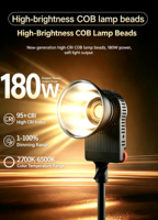 Lanterne LED GZHM 180W CRI 95+ blanc chaud/froid, monture Bowens, lumière continue télécommandée pour studio, vidéo et diffusion en direct