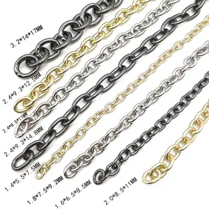 China Supplier Handbag Chain Metal Replacement Flat Chains Clasp Silver Gold For Garment Fancy Chain