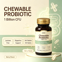 Complément Alimentaire Probiotique Complexe à Croquer Marque Blanche OEM, 100 Comprimés, 1 Milliard UFC, Saveur Baies
