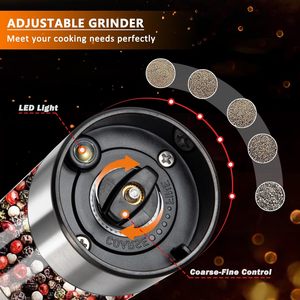 Stainless Steel Electric Ceramic Salt <b>Pepper</b> <b>Grinder</b> Set Rechargeable Adjustable Coarseness Eco-Friendly Dishwasher Safe 95ml - Product Image 3