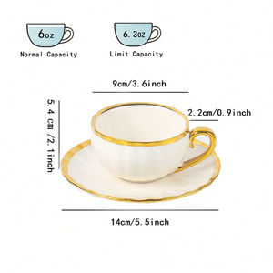 Mug en céramique de porcelaine blanche avec accents dorés, design moderne, compatible lave-vaisselle et micro-ondes, en stock, utilisation promotionnelle, mug à café ou à thé - Product Image 5