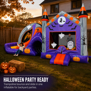 Château gonflable avec toboggan, résistant à l'eau, pour Halloween, fourni directement par l'usine - Product Image 1
