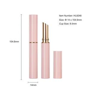 HUIHO Factory Direct Pink Aluminum Metallic Makeup Packaging Lipstick Container Durable Empty Luxury Slim Lipstick Tubes
