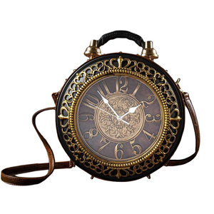 Women Vintage <b>Clock</b> Round Clutch Purse Top Handle Alarm <b>Clock</b> Evening <b>Bag</b> Zipper Crossbody <b>Bag</b> for Wedding Cocktail - Product Image 4