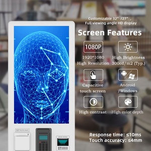Multi-payment Methods 27/32'' Flexible Screen Facial Recognition <b>Scanner</b> <b>Printer</b> Password Keypad Cashless Payment Self Kiosks - Product Image 5