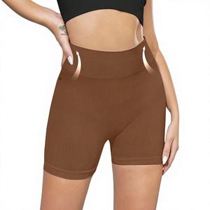 Shorts de sport taille haute pour femme en tissu uni avec taille élastique, idéal pour le fitness, le yoga, l'entraînement printemps-été et le cyclisme - Product Image 1