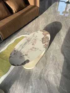 Modern Minimalist Quartz Slab Coffee <b>Table</b> for <b>Small</b> Living Spaces and Malls Commercial Use Irregular Design - Product Image 5
