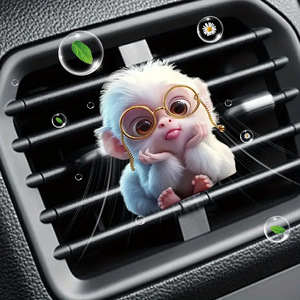 Acrílico 2D plano besando mono coche decoración adornos lindo coche salida de aire Clip aromaterapia Clip - Product Image 3