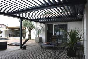 Pergola avec colonnes, auvent de terrasse, rideaux latéraux rétractables en PVC avec fermeture éclair en aluminium - Product Image 4