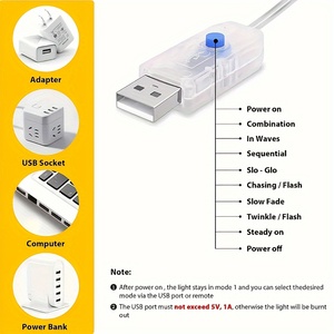 Guirlande lumineuse féerique en fil de cuivre 33FT 100 LED, 8 modes, alimentée par USB avec télécommande, décoration de Noël intérieure - Product Image 3