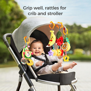 Tumama Enfants Fruits Hochet <span class=keywords><strong>Anneau</strong></span> Cloche Avocat Banane Orange <span class=keywords><strong>Fraise</strong></span> Bébé Poussette Mobile Jouets Suspendus Activité Dents Hochet Jouet - Product Image 5