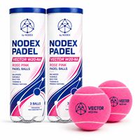 Balles de padel NODEX personnalisées en feutre tissé durable 2026 – Pack de 2/3/4 balles pressurisées pour tournoi, roses et rouges, conformes à la norme FIP