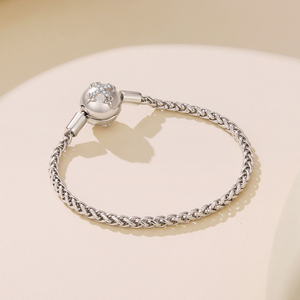 Rhodium Plated Chain <b>Bracelet</b> With <b>Cross</b> Diamond Pendant Claw Setting Religious Unisex Jewelry Gift - Product Image 4
