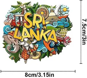 Aimants de réfrigérateur en résine/résine Sri Lanka, 1 pièce, aimants de bureau pour décoration amusante, maison, voiture