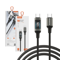 Kabel Pengisian Cepat Somostel Tipe-C ke C/IPH 60W/27W/240W Pengisian Cepat & Transfer Data Berkecepatan Tinggi dengan Layar LED