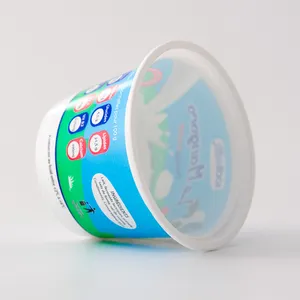 Luckytime Plastic Foil Container Plastic Cup Custom Printing Yogurt Cup PackagingYoghurt Jelly Pudding Cup With Foil Lid