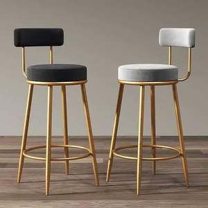 Contemporary Velvet Bar Stool with Gold Metal <b>Legs</b> Commercial Restaurant Dining Chair with Backrest - Product Image 1