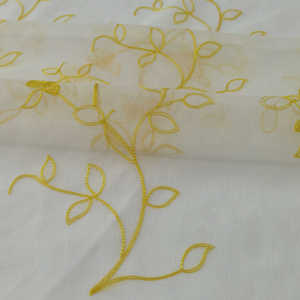 Tela de cortina de gasa bordada <span class=keywords><strong>Granada</strong></span> de alta calidad, técnica de tejido de cadena Base de hilo transparente blanco para uso en hoteles - Product Image 2