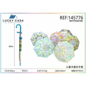 Parapluies colorés pour enfants avec dessins animés 65cm ouverture automatique fournisseur en gros Logo personnalisé 8k côtes - Product Image 1