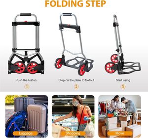 Draagbare Industriële Stalen Handkar Telescopisch Handvat 240 Pond Capaciteit Twee 6 "Nylon + Rubberen Wielen Plastic Platform Trolley Oem - Product Image 2