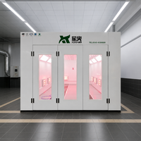 Cabines de peinture professionnelles abordables au gaz naturel 24 kW pour voitures 80 ° Cabine de peinture automobile avec double ventilateur d'admission et four de séchage