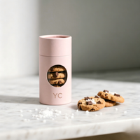Boîte à biscuits, bonbons et en-cas en carton biodégradable avec impression de logo, tube en papier kraft de qualité alimentaire avec fenêtre transparente