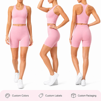 Ensemble de yoga 2 pièces pour femme : débardeur court dos nageur avec soutien-gorge intégré et short cycliste taille haute – Idéal pour la gym, le yoga et les tenues décontractées quotidiennes