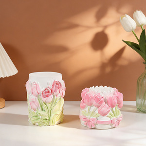 Novas Ideias: Molde de Silicone para Vela Aromática em Coluna de Pétalas de Rosa, Molde de Gesso com Padrão em Relevo de Tulipa e Girassol para Difusão de Fragrâncias - Product Image 2