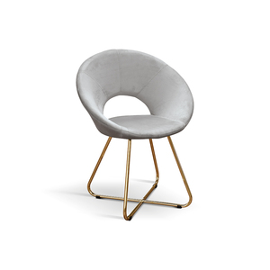 Ensemble de 2 chaises Iris en velours gris avec base en métal pour salon intérieur - Product Image 1