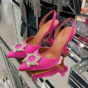 Scarpe con Tacco a Spillo di Lusso Personalizzate Slingback con Diamanti alla Moda Comode da Donna per Signore - Product Image 3