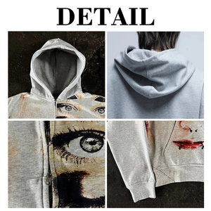 เสื้อฮู้ดดี้ผู้ชายแบบซิป ผ้าฝ้ายเฟรนช์เทอร์รี่เนื้อหนา พิมพ์ลายกราฟิกดิจิทัล สไตล์สตรีทแวร์ ทรงโอเวอร์ไซส์ - Product Image 6