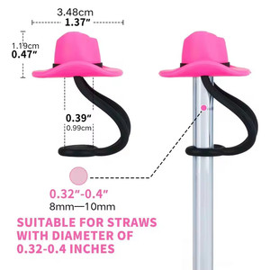 Customized 100% BPA-Free Silicone Straw Topper Caps Cute Hat Design for Reusable Straws <strong>Beverage</strong> <strong>Serving</strong> <strong>Sets</strong> - Product Image 3