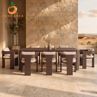 Ensemble de mobilier de jardin moderne de luxe en aluminium, table carrée, ensemble de salle à manger extérieure imperméable, tables et chaises d'extérieur pour villa et hôtel