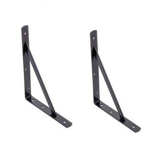 ขายึดเหล็กสำหรับชั้นวางของรูปสามเหลี่ยม แบบหนา สำหรับมุมฉาก ติดผนัง ขนาดมาตรฐาน 6-20 นิ้ว สีดำ/ขาวเคลือบด้วยผง - Product Image 3