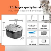 Fontaine à eau pour chat de style robinet, super silencieuse, abreuvoir automatique pour animaux de compagnie avec système de filtration multiple, distributeur d'eau pour chien