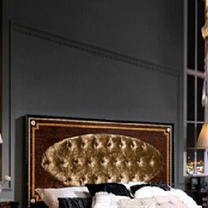 Lit double <span class=keywords><strong>en</strong></span> bois massif <span class=keywords><strong>de</strong></span> style français 1,8 m Finition laquée piano à feuille d'<span class=keywords><strong>or</strong></span> Meubles <span class=keywords><strong>de</strong></span> chambre à coucher <span class=keywords><strong>de</strong></span> luxe pour usage simple ou double - Product Image 5